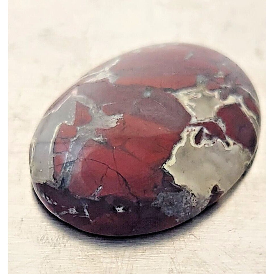 Gemstones Loose Red Brecciated Agate Cabochon 7.4 gr Pendant Size 14 mm x 30 mm