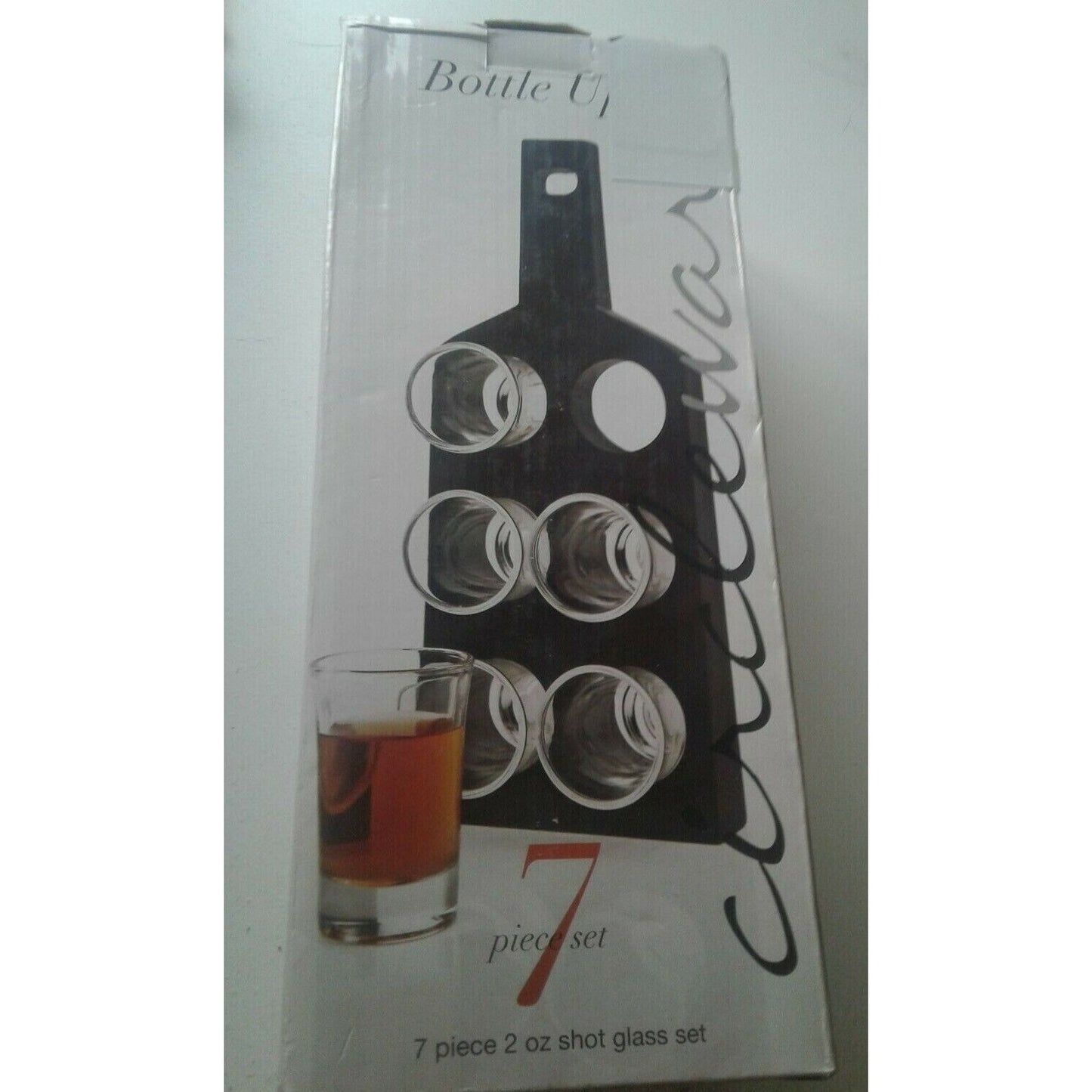 Shot Glasses Bottle Up 6 glasses with Holder for Serving Circleware 2 oz Glass