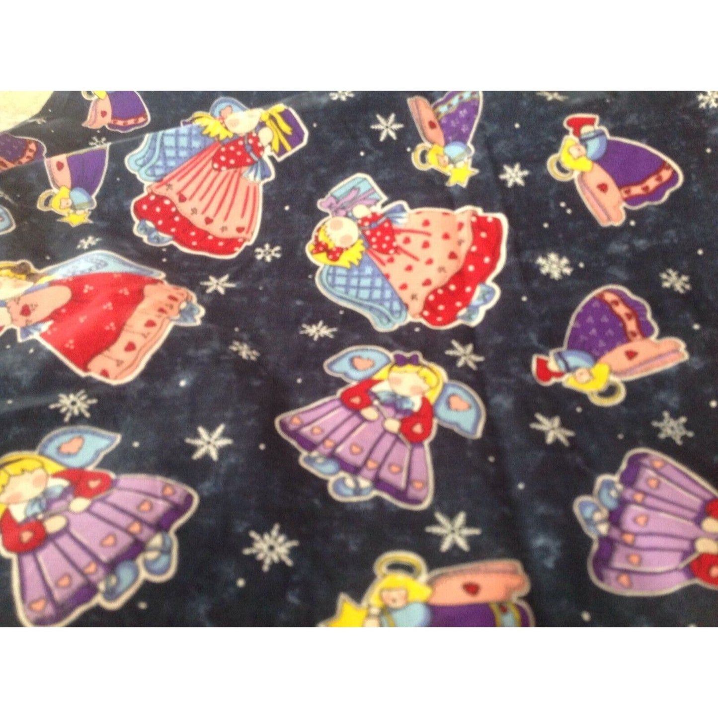 Material Fabric Blue Cotton Christmas Sprit # 6064 45" x 50"  Spring Industries