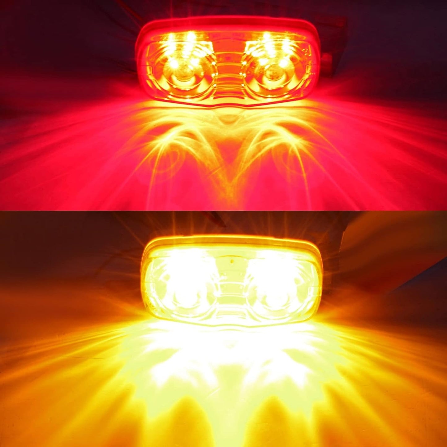 VINAUO Trailer Marker LED Clearance Lights, 14X Double Bullseye 7 Red & 7Amber 12 LED Side Marker Light Indicator 4x2 Inch Tiger Eye Surface