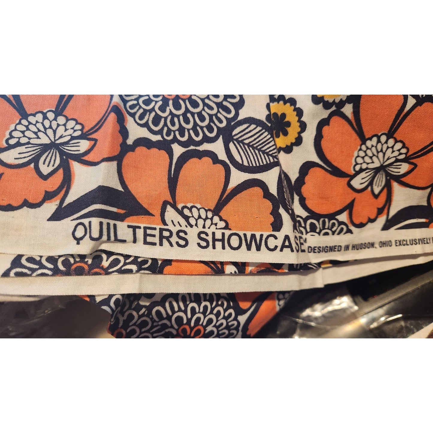 Material Flowers Cotton Joann Fabric Quilters Showcase 38 x 45 Orange White Yellow Black