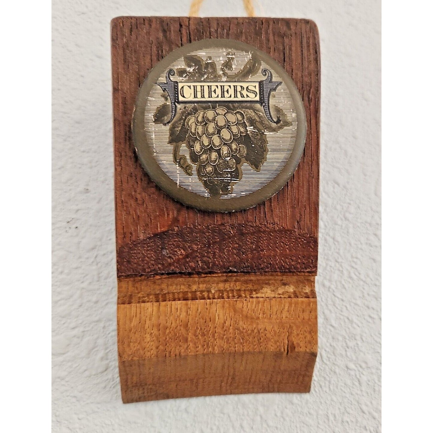 Wood Sign Wine Barrel Small Plaque Cheers Grape Cluster Wine Stave Toasted