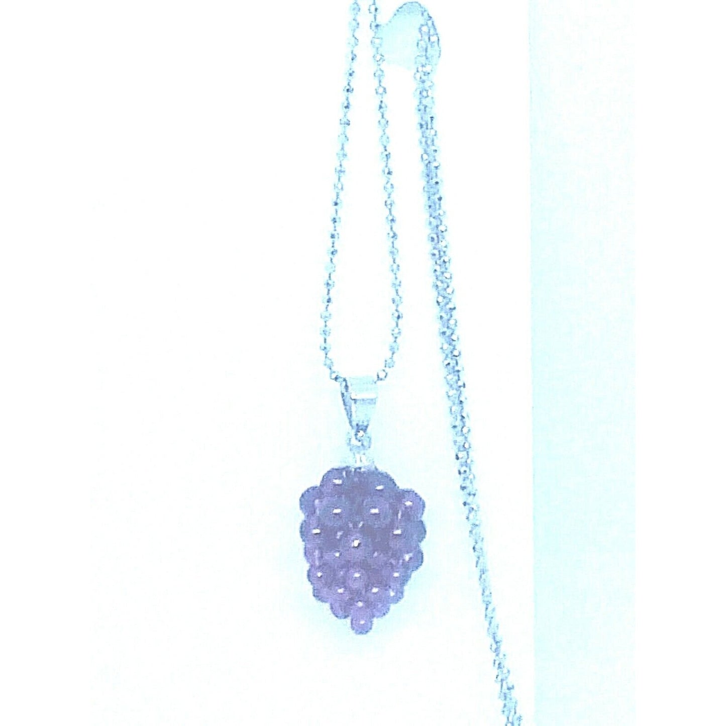 Necklace Purple Grape Cluster  1/2 " Bead 18"  Silver Chain