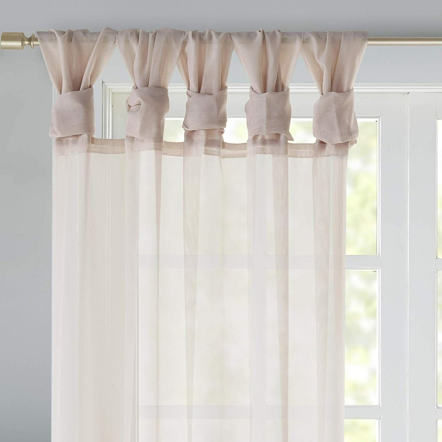 Madison Park DIY Twisted Tab Sheer Window Curtain Panel Pair Voile Privacy Drape