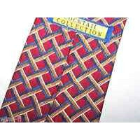 Tie Cocktail Collection Red Brown Blue Geometric Shape Silk  Made USA 60" 3 1/2"