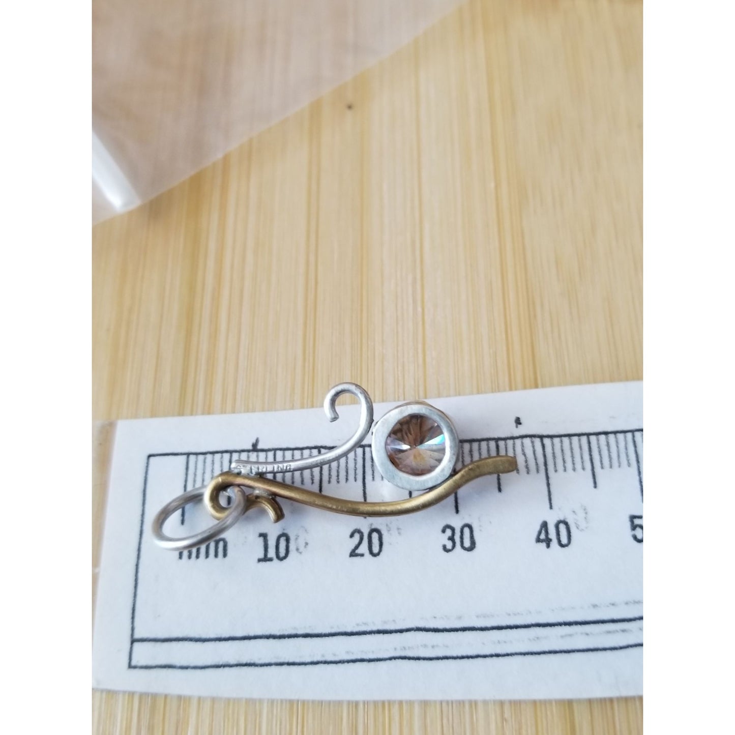 Pendant Champagne Lab Diamond  Silver 3  gr 15 ct 40 mm x 20 mm  Stone  Jerry Fran Harr
