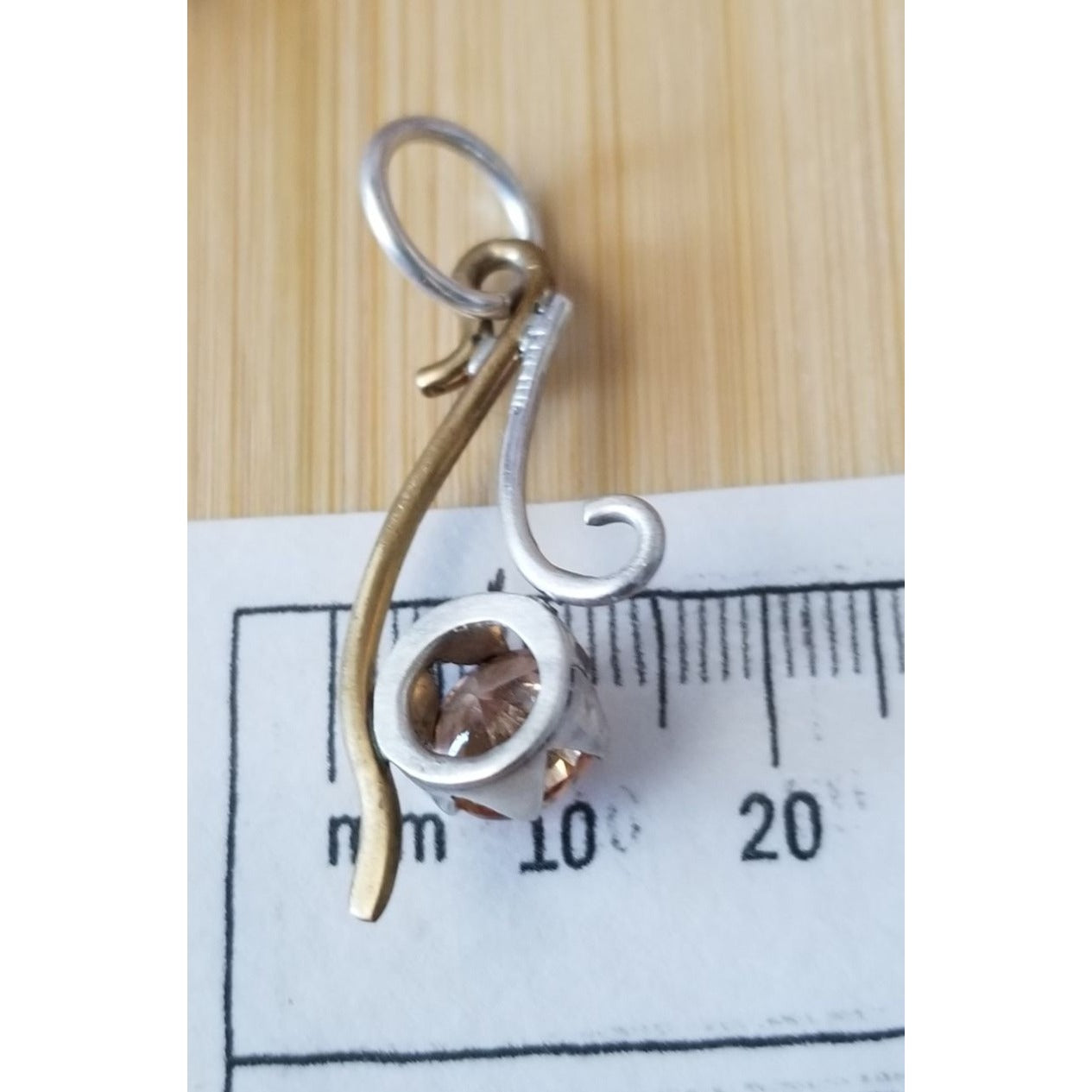 Pendant Champagne Lab Diamond  Silver 3  gr 15 ct 40 mm x 20 mm  Stone  Jerry Fran Harr