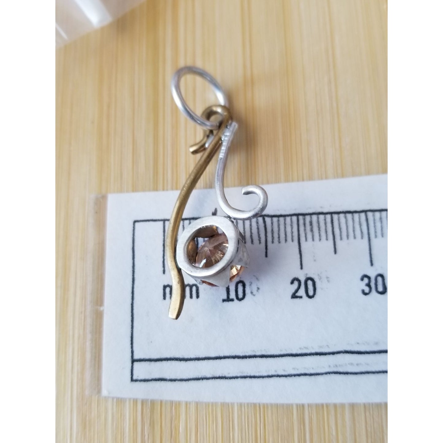 Pendant Champagne Lab Diamond  Silver 3  gr 15 ct 40 mm x 20 mm  Stone  Jerry Fran Harr