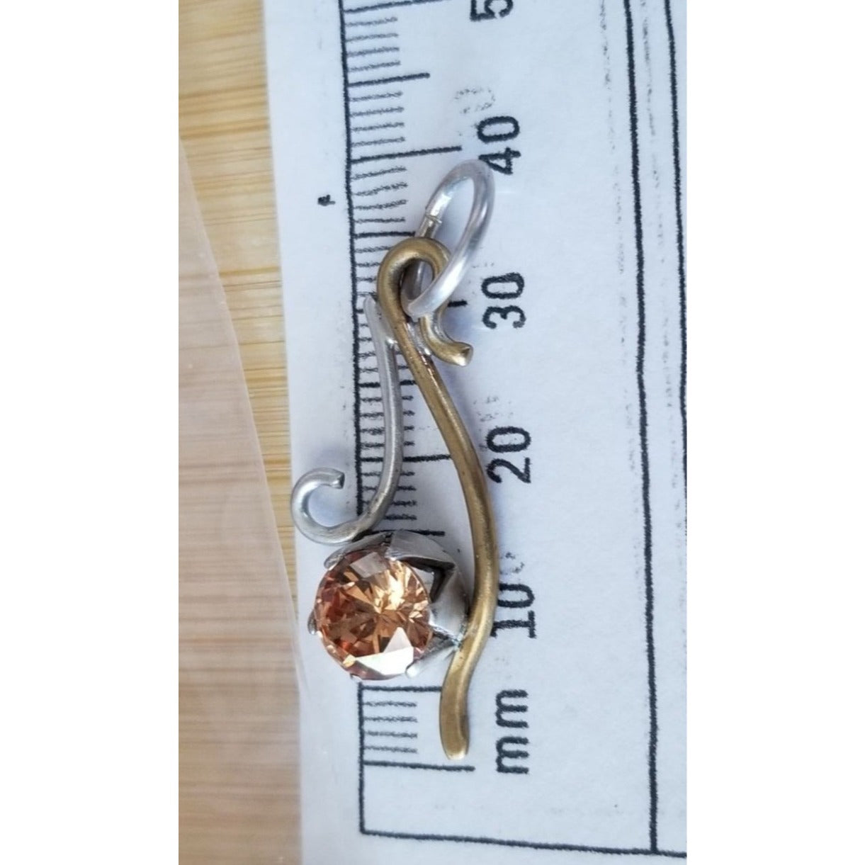 Pendant Champagne Lab Diamond  Silver 3  gr 15 ct 40 mm x 20 mm  Stone  Jerry Fran Harr