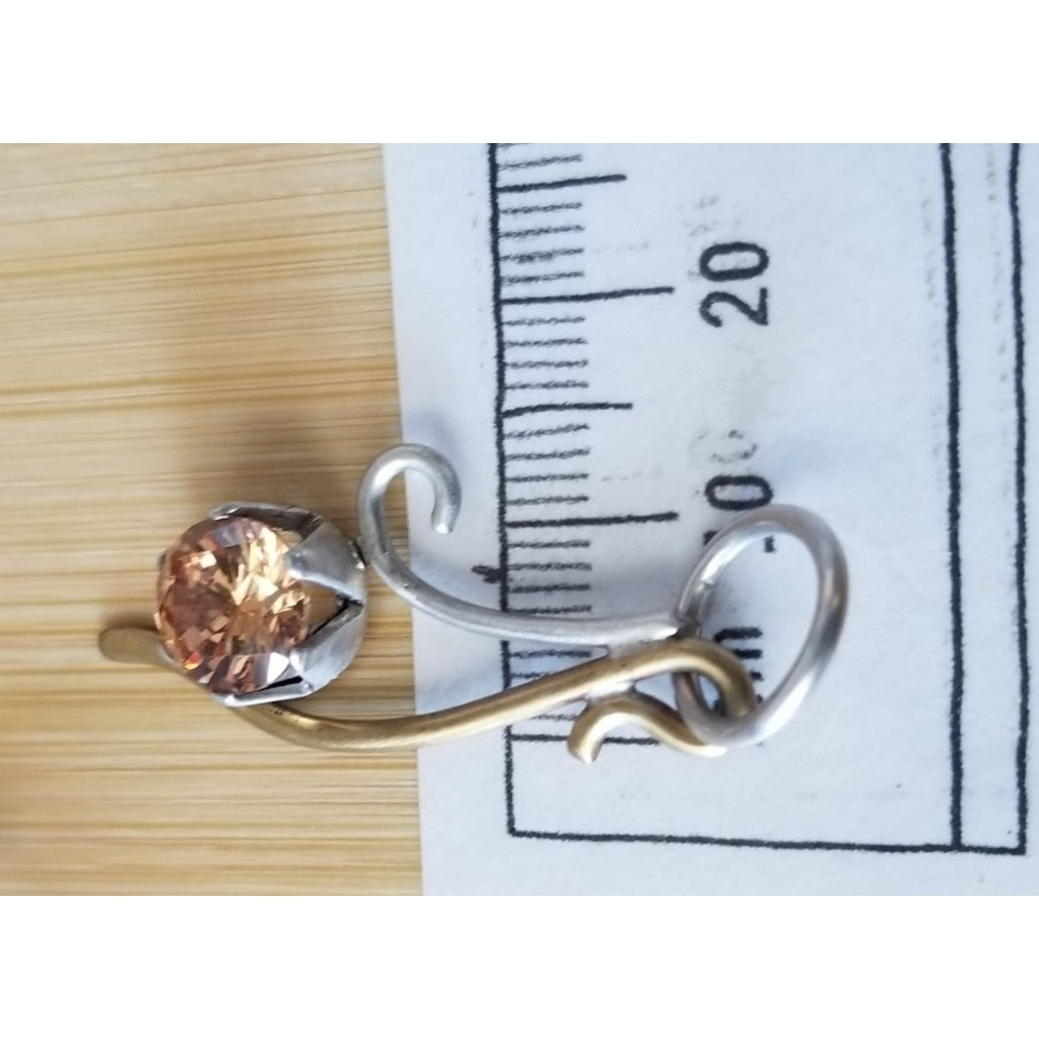 Pendant Champagne Lab Diamond  Silver 3  gr 15 ct 40 mm x 20 mm  Stone  Jerry Fran Harr