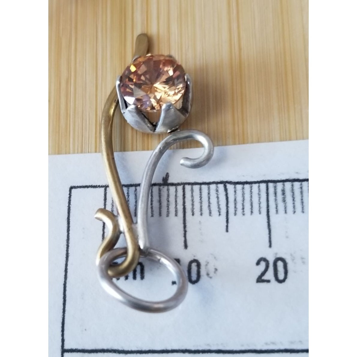 Pendant Champagne Lab Diamond  Silver 3  gr 15 ct 40 mm x 20 mm  Stone  Jerry Fran Harr