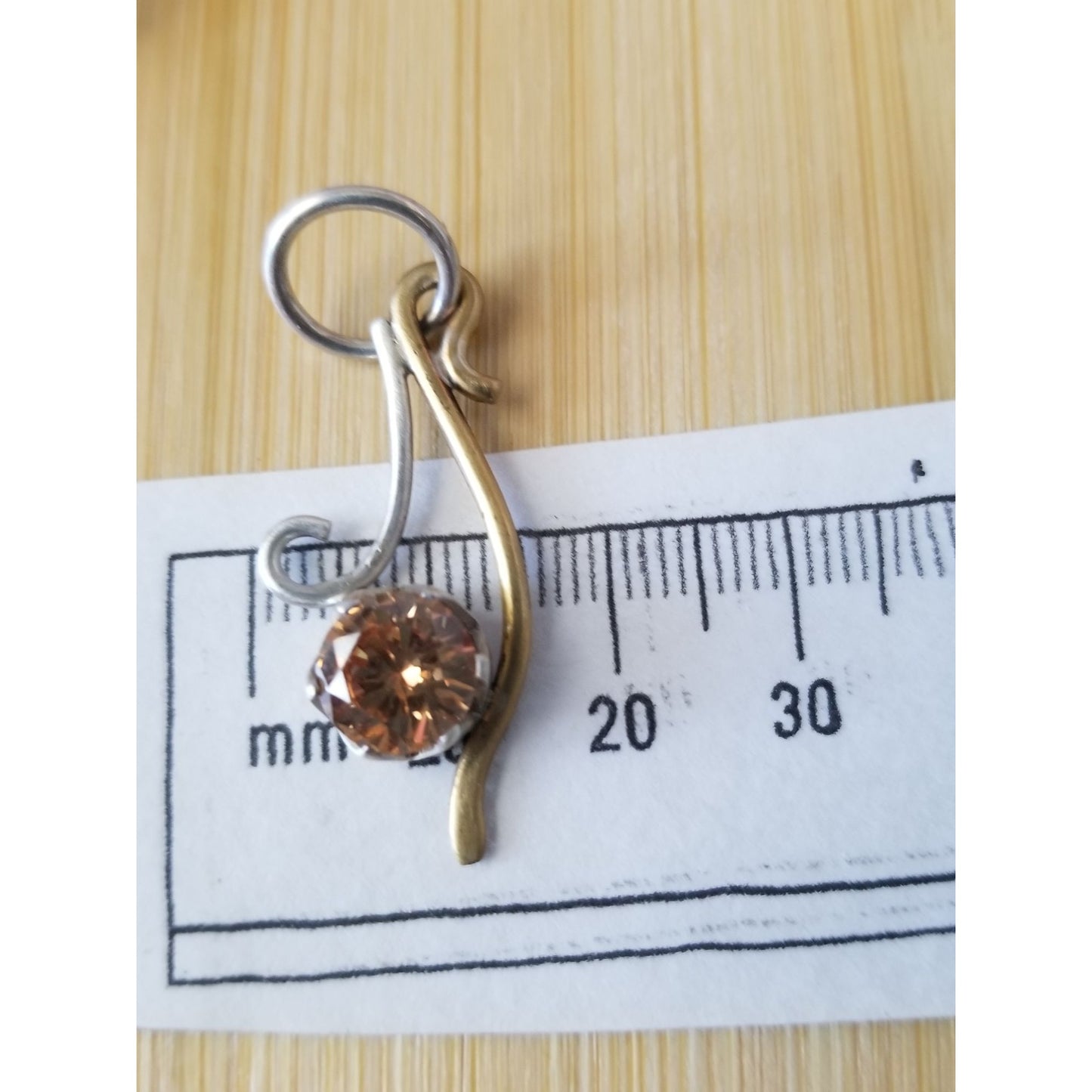 Pendant Champagne Lab Diamond  Silver 3  gr 15 ct 40 mm x 20 mm  Stone  Jerry Fran Harr