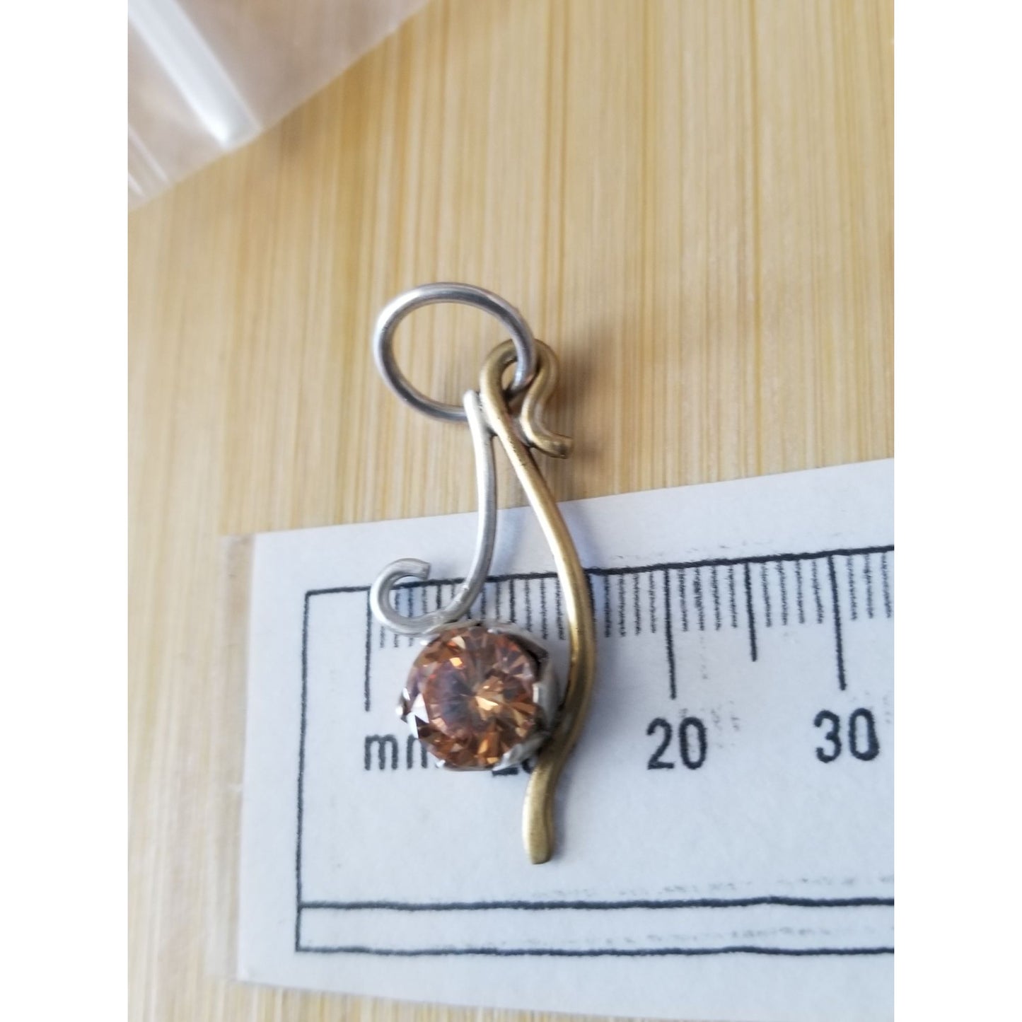 Pendant Champagne Lab Diamond  Silver 3  gr 15 ct 40 mm x 20 mm  Stone  Jerry Fran Harr
