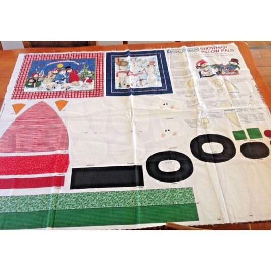 Material Fabric Christmas Daisey Kingdom Snowman Pillows 2 panels Instructions