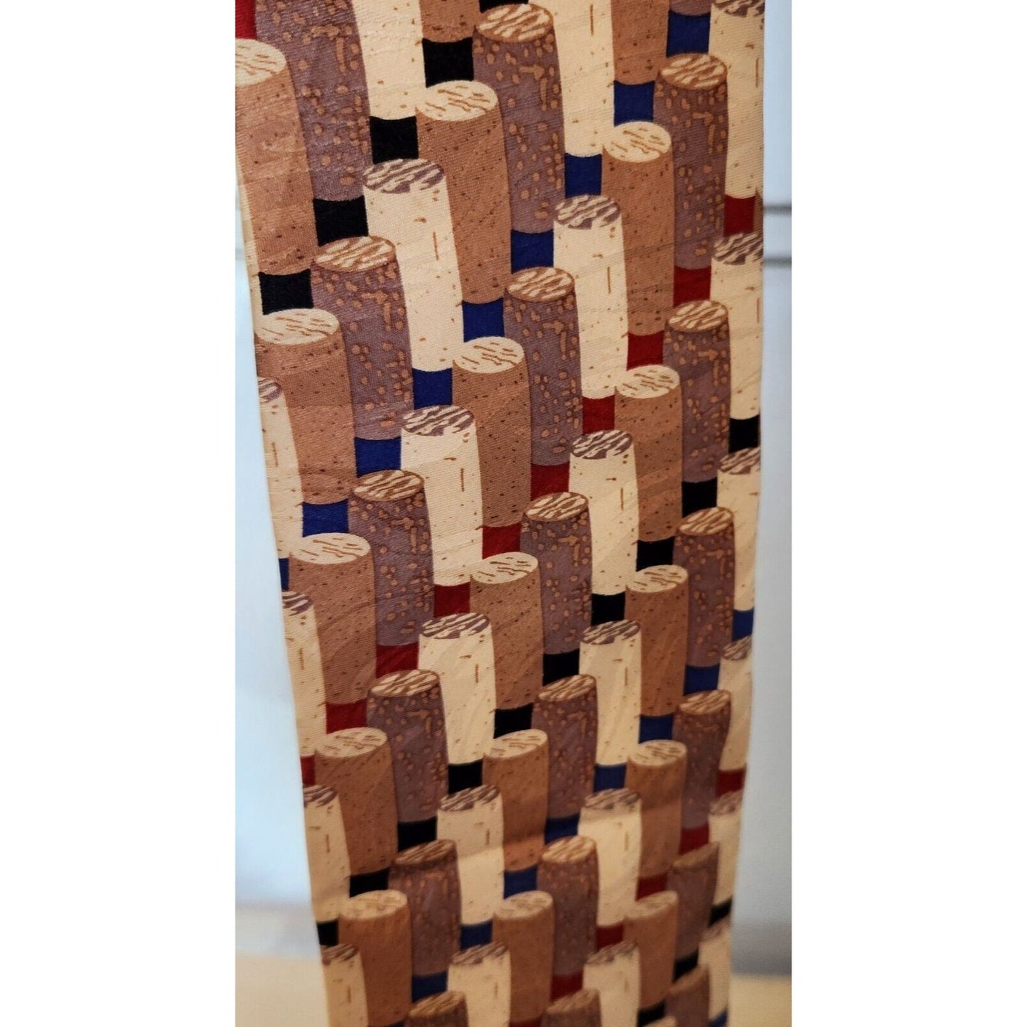 Silk Tie Brand Di Cravatte Stacked Wine Corks Tiles 56" x 4"  100% Silk