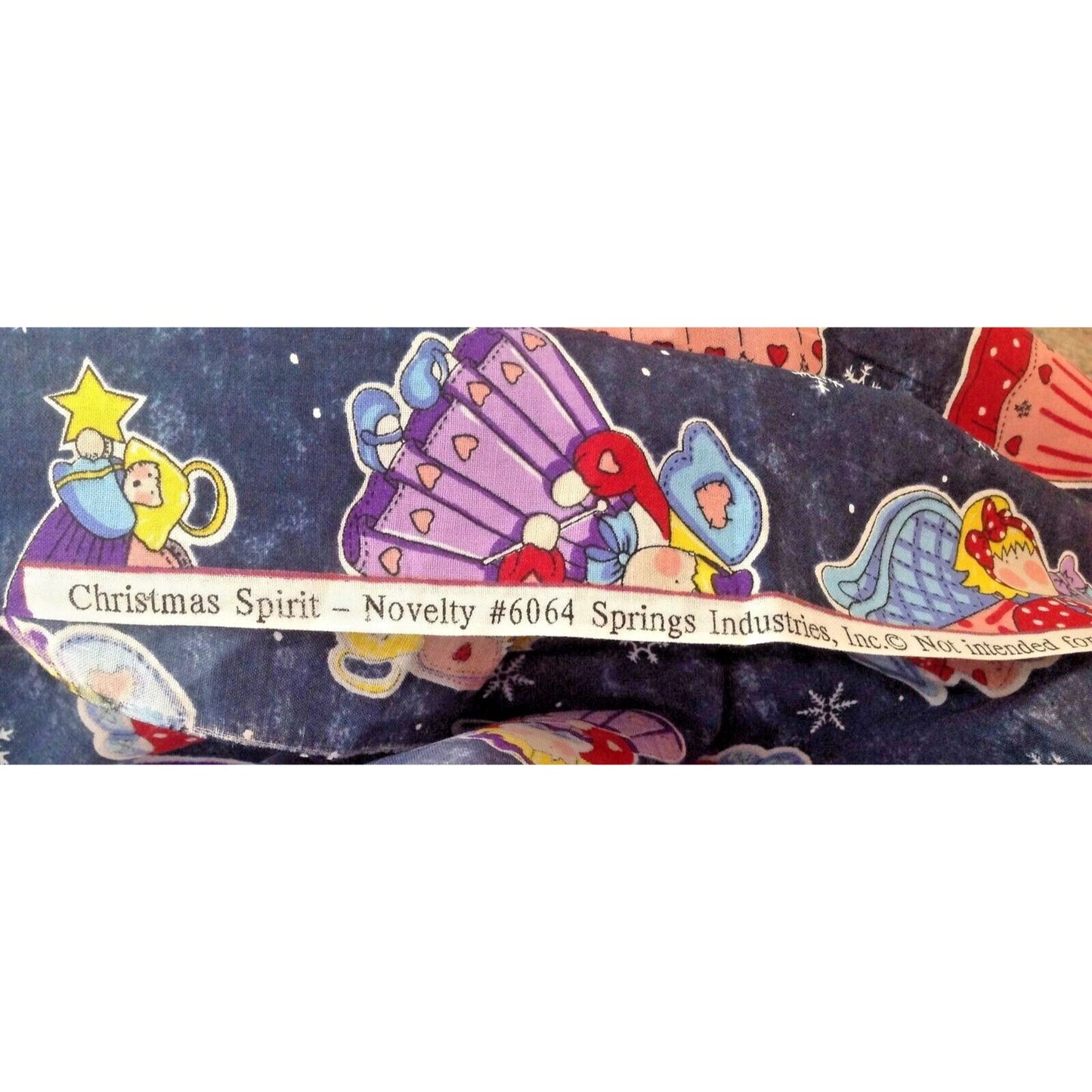 Material Fabric Blue Cotton Christmas Sprit # 6064 45" x 50"  Spring Industries