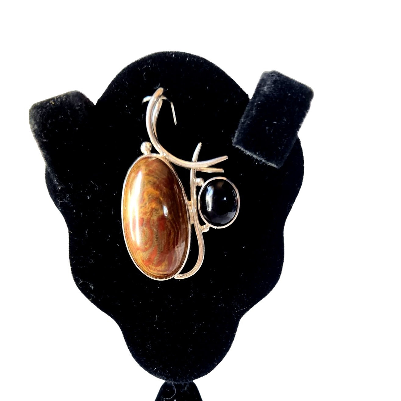 Pendant Jasper & Onyx 13.5 gr 15mm loop 925 Silver 50mm x 30mm