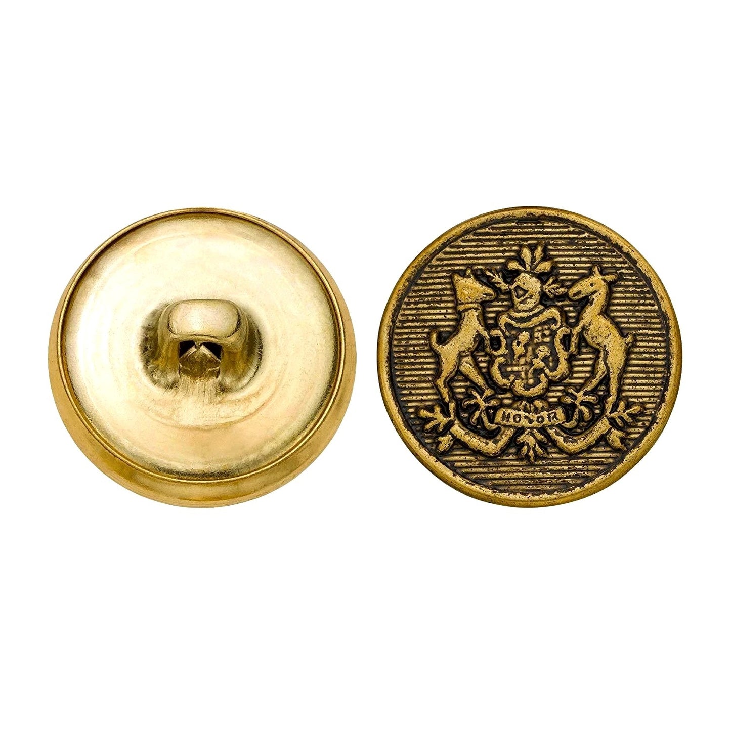 Sewing 148 C&C Metal Products 5160 Rimmed Horse Crest Metal Button Ligne Antique Gold