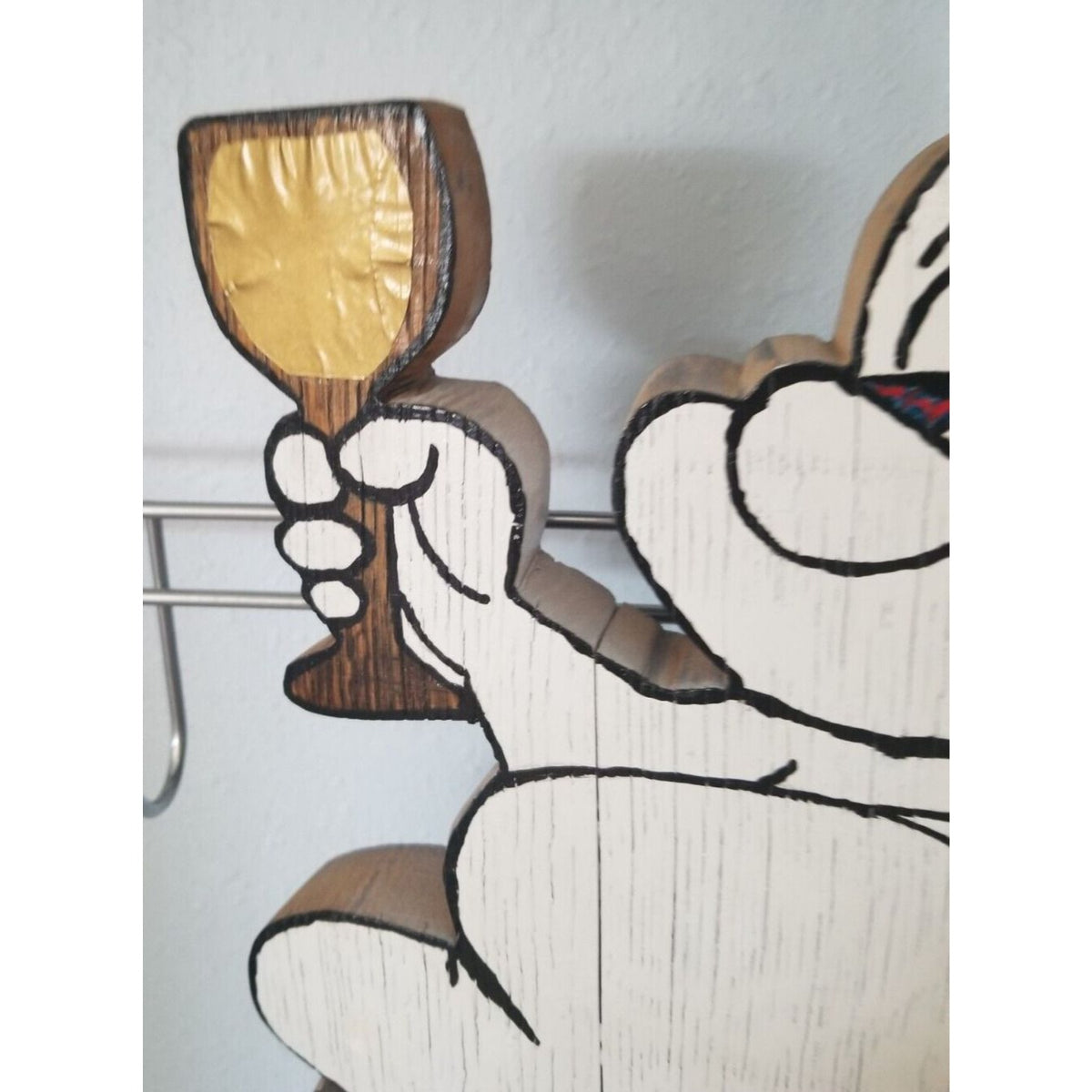 Wood Sign Halloween Ripped Wine Bottle Ghost Wine Glass Stave Head Stone Hanging