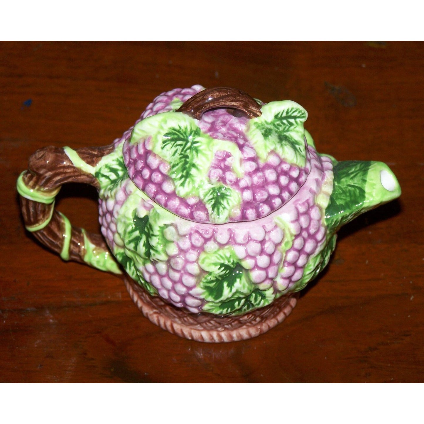 Tea Pot Decorative Ceramic Mini Tea Pot Teapot Grapes Clusters and Vines GKRO