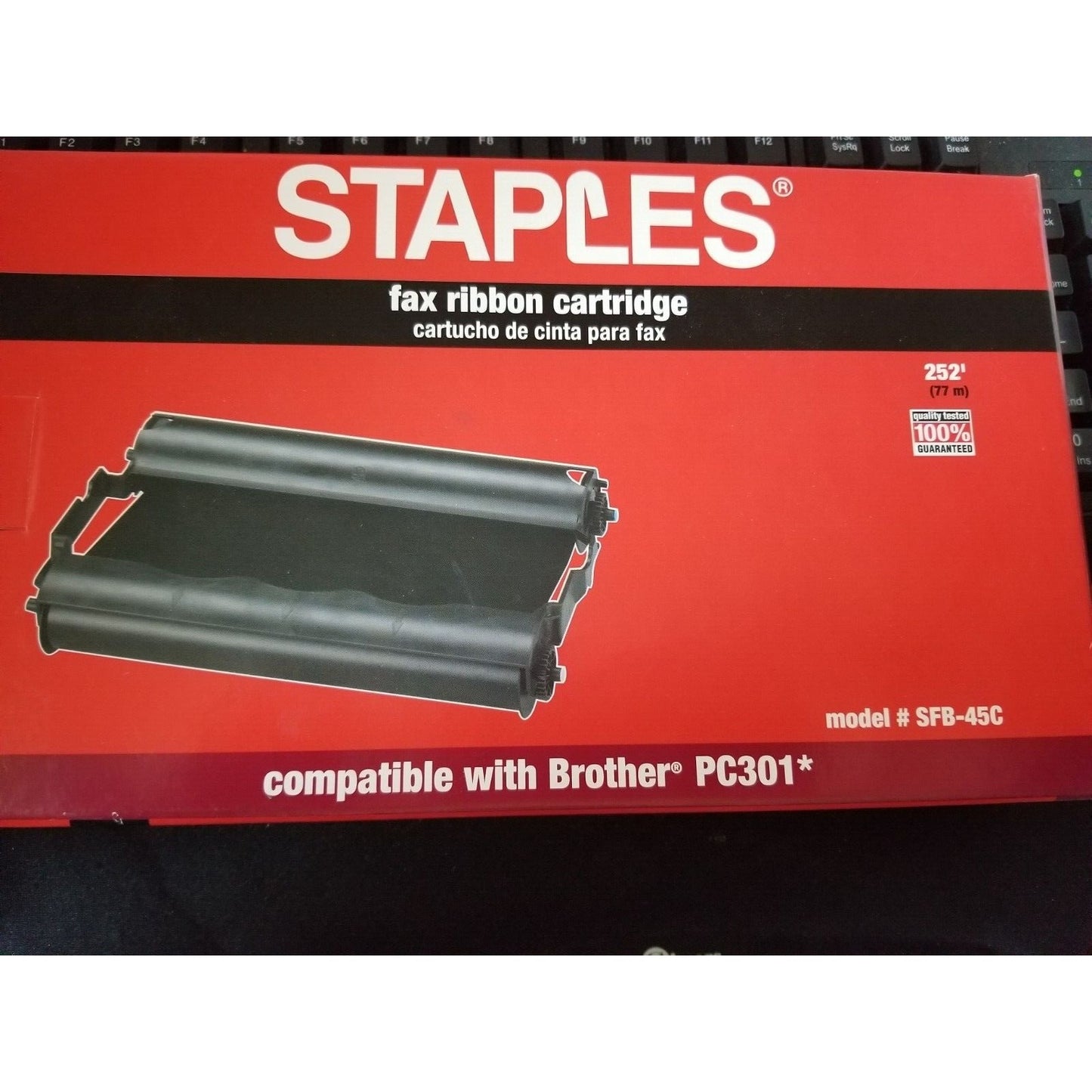 Staples fax ribbon cartridge model #SFB-45C(compatible with Brother PC301