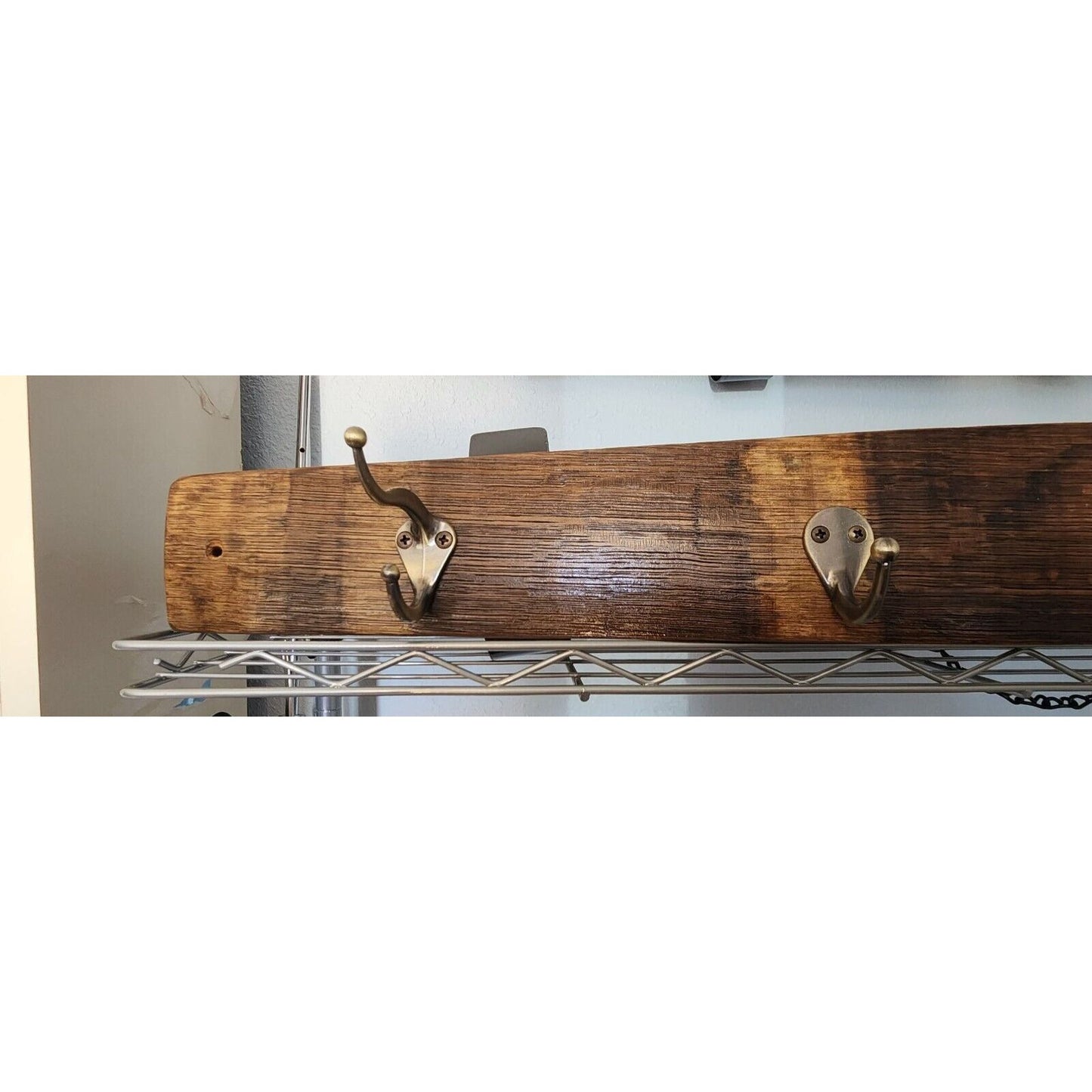 Wood Coat Rack 5 Hooks Made from Wine Barrel Stave 33 1/2 " x 3 "  x 1 "