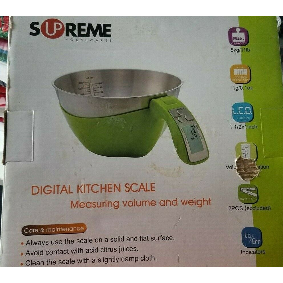 Supreme Housewares Electronic Digital Kitchen Scale Green