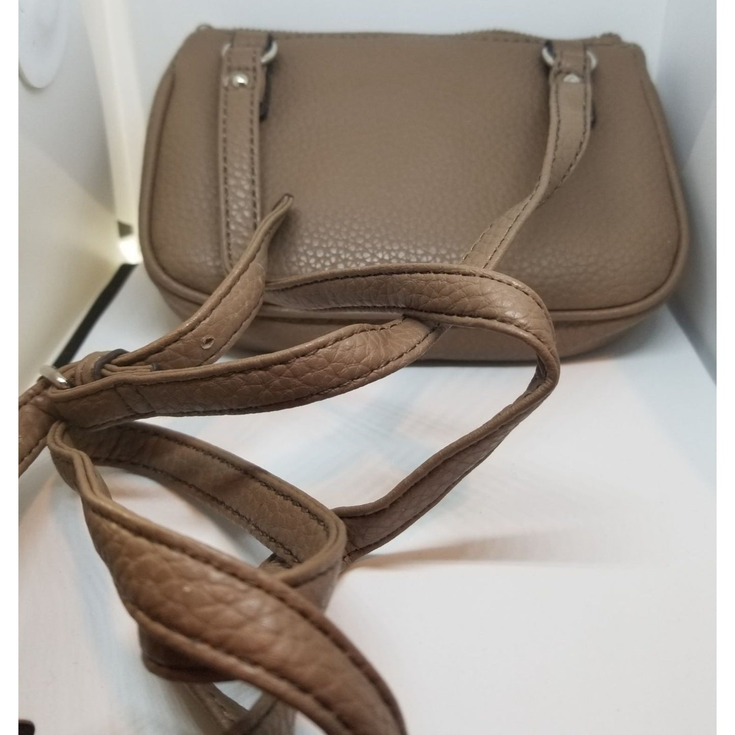 Purse Bag Dane Buchman Brown Snap Front Pocket Zip Top Zip inside Pocket 52" Strap  8" x 5" x 2"