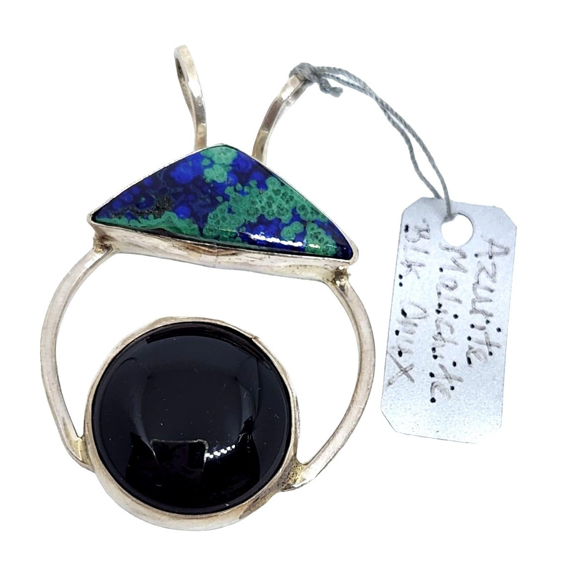 Pendant Silver Azurite Malachite Onyx 13.3 Gr 50mm x 35mm Jerry & Fran Harr Triangle