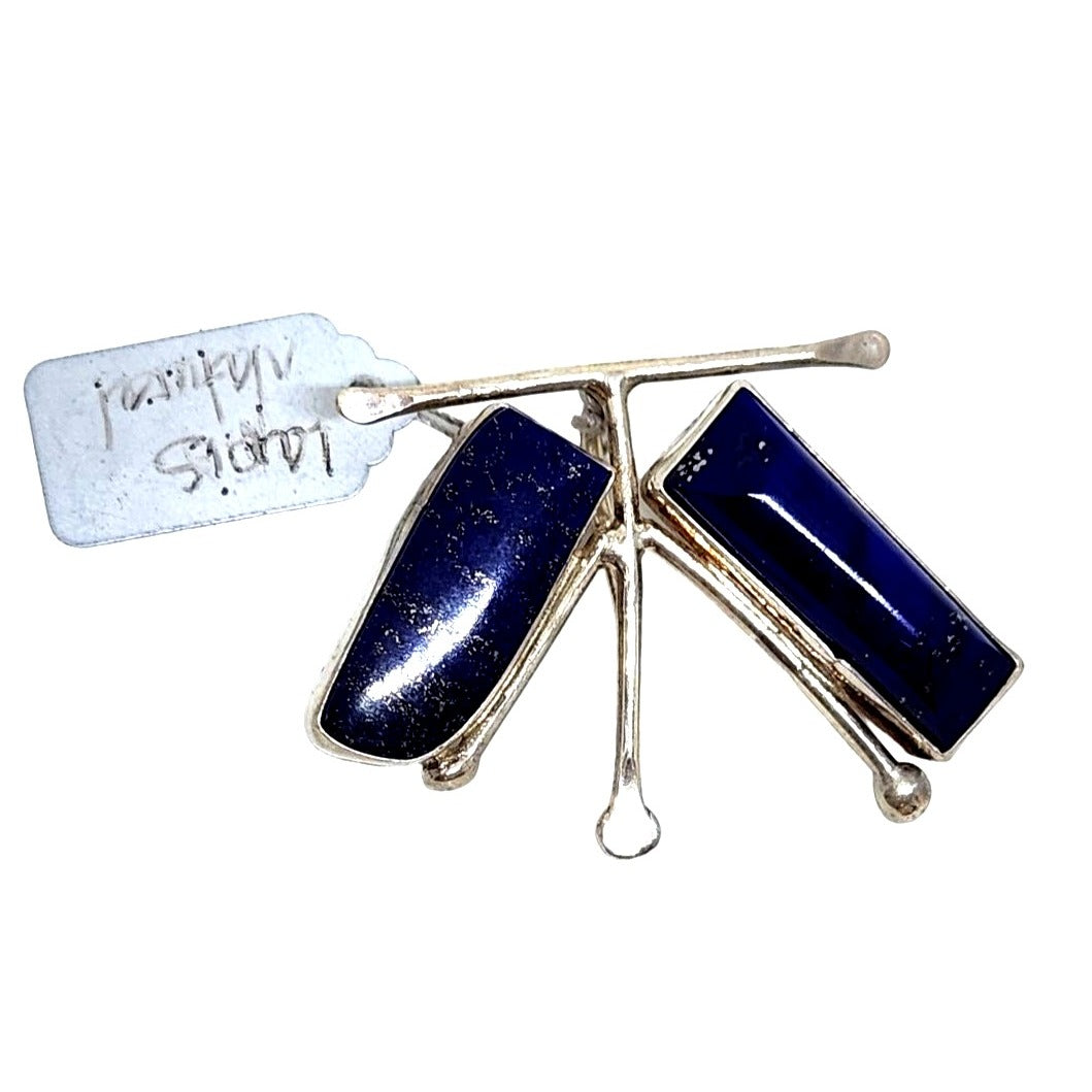 Pendant Purple Lapis Lazuli 925 gr  11.7 Gr  2 side stones 25mm x 10mm Loop 20mm Jerry Fran Harr