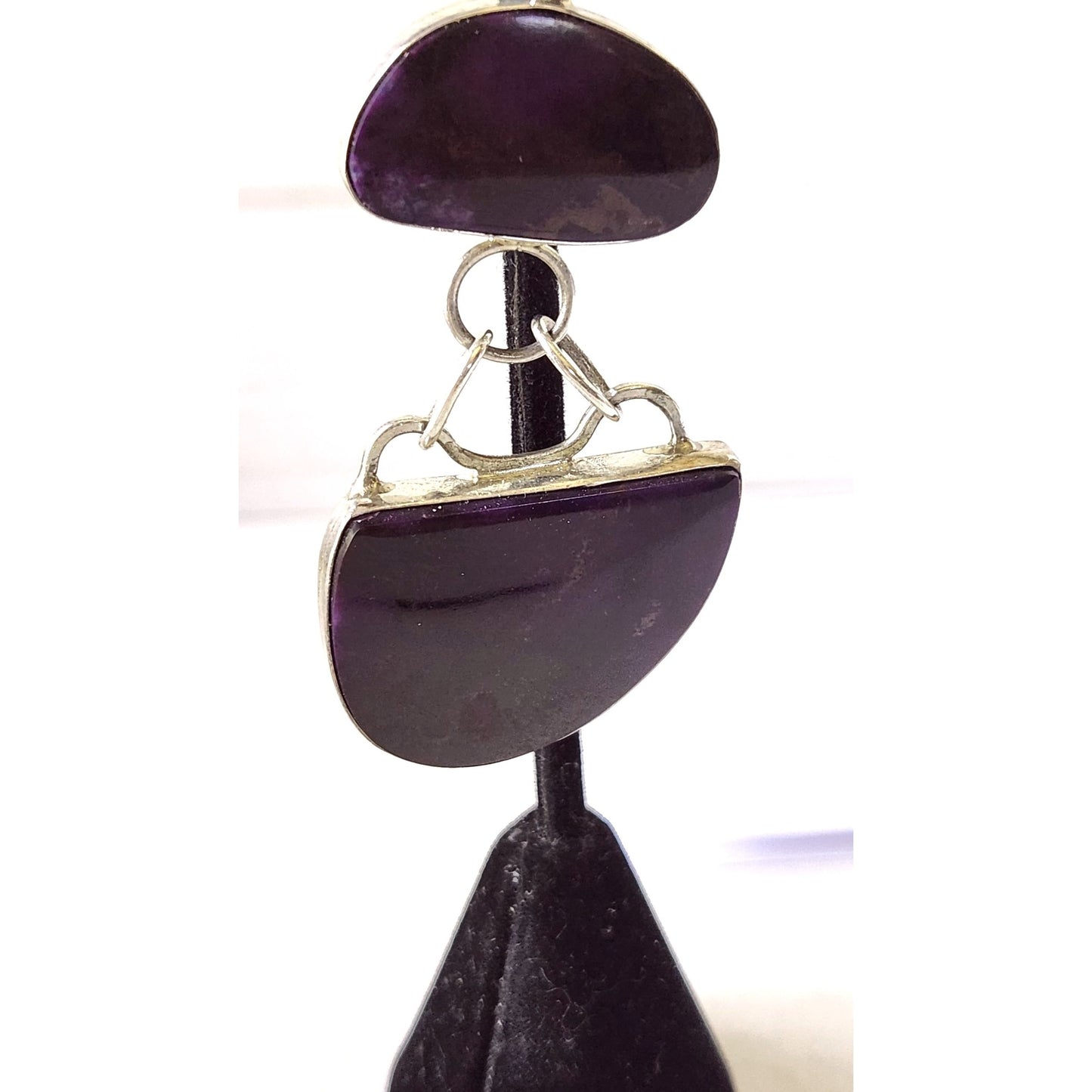 Pendant Dark Sigillate 925 Silver 15.2 gr 2 piece connected with rings 15 mm loop