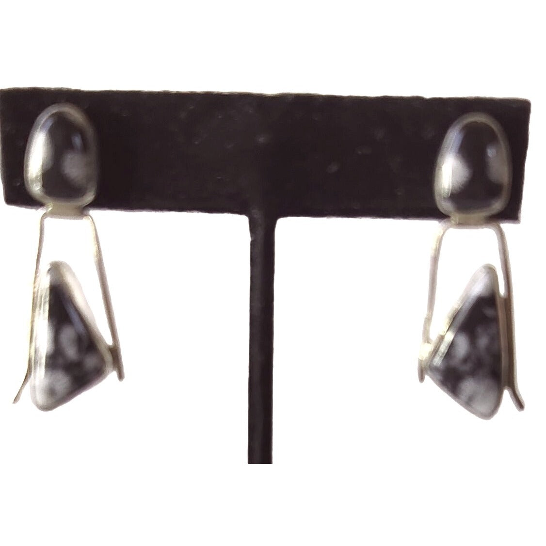 Earrings Orca Agate 925 Silver 7.4 Grams 2 Stone Hanging Post Earrings Top 12mm x 8mm Bottom Stone 20mm x 10mm 35mm x 15mm