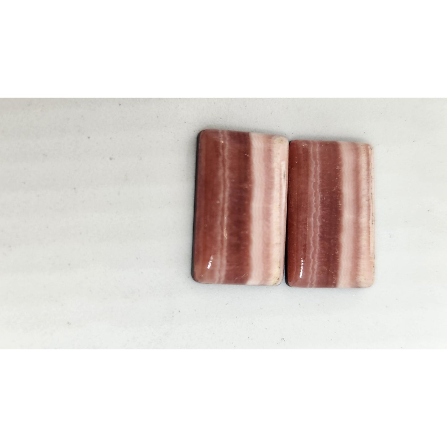 Gemstone Loose Matched Pair Rhodochrosite Crystal Pink Stripes 23.5 ct  5.1 gr