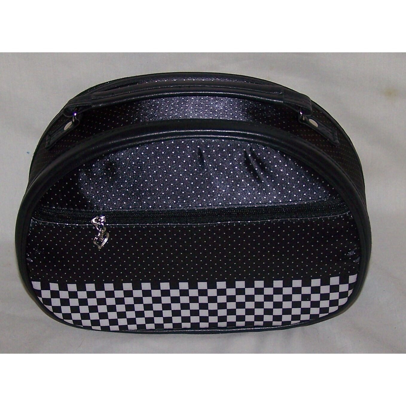 Cosmetic Case Black 10" by 7" Zip Front Handle Top Water Proof 8 Pocket Lipstick