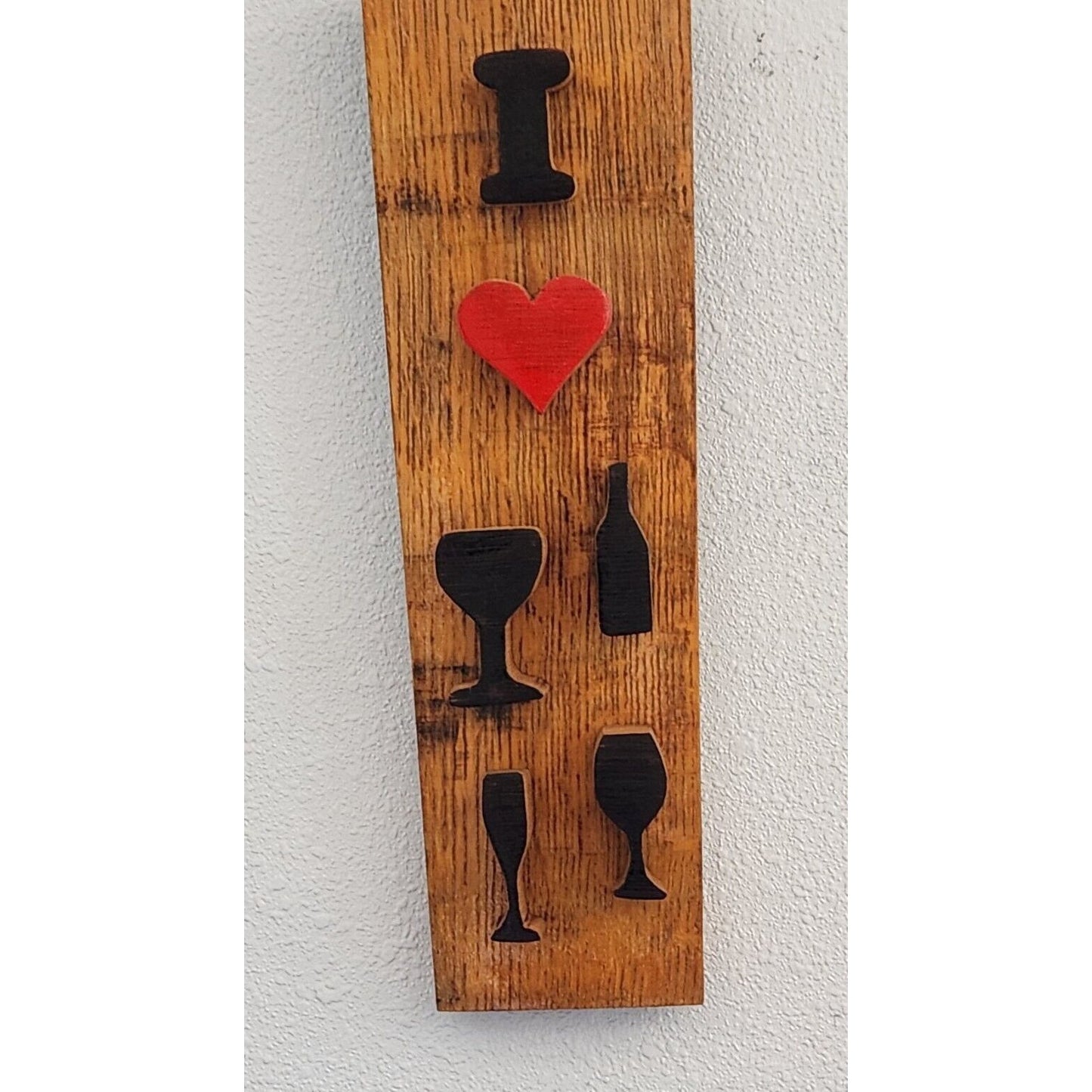 Wood Sign Wine Barrel I Heart Wine Bottle Glasses Wine Stave Toasted Painted