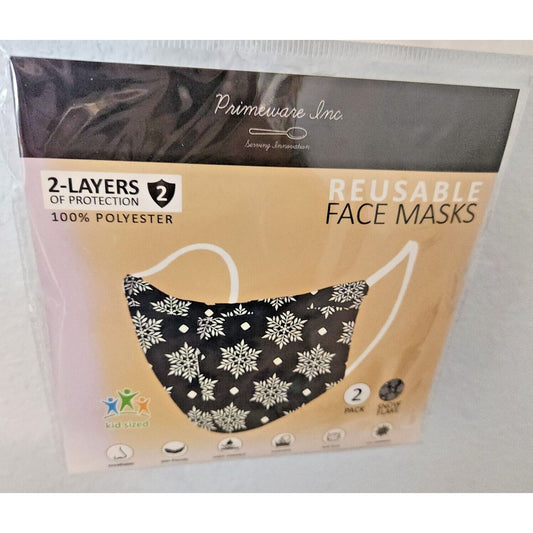 Primeware Mask Snowflakes Design Kids 2 pack 2 layers 100 % Polyester Washable