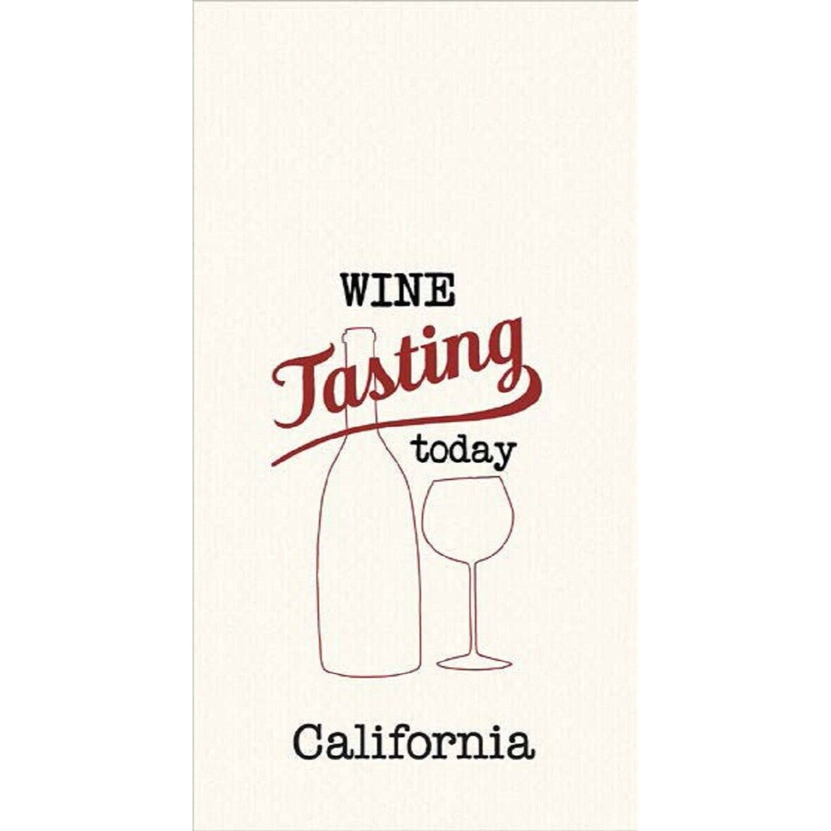 Kitchen Towel Wine Tasting Today California Waffle Embroidered Tea  18" x 28"