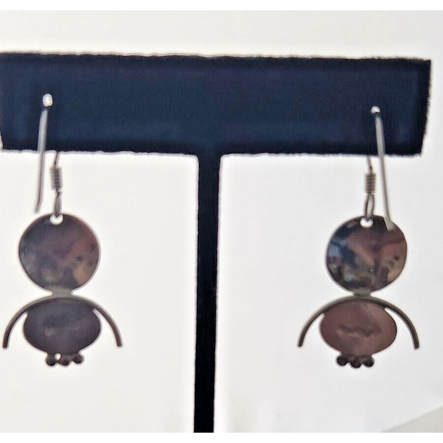 Earrings Oval Amber Circle Top 925 Silver Weight 5.5 Gr Handmade