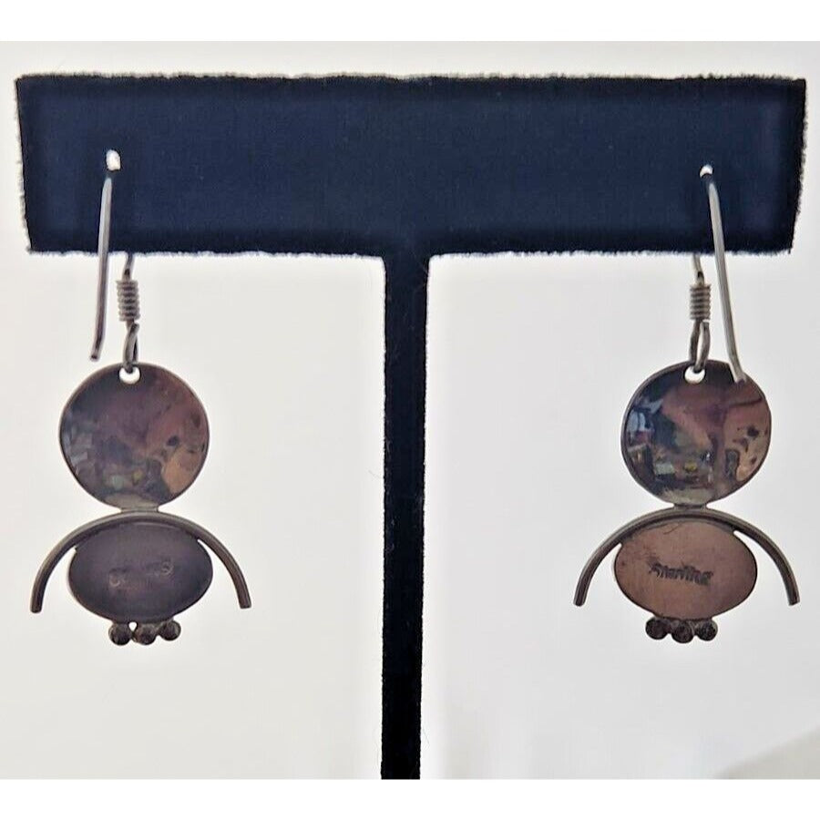 Earrings Oval Amber Circle Top 925 Silver Weight 5.5 Gr Handmade