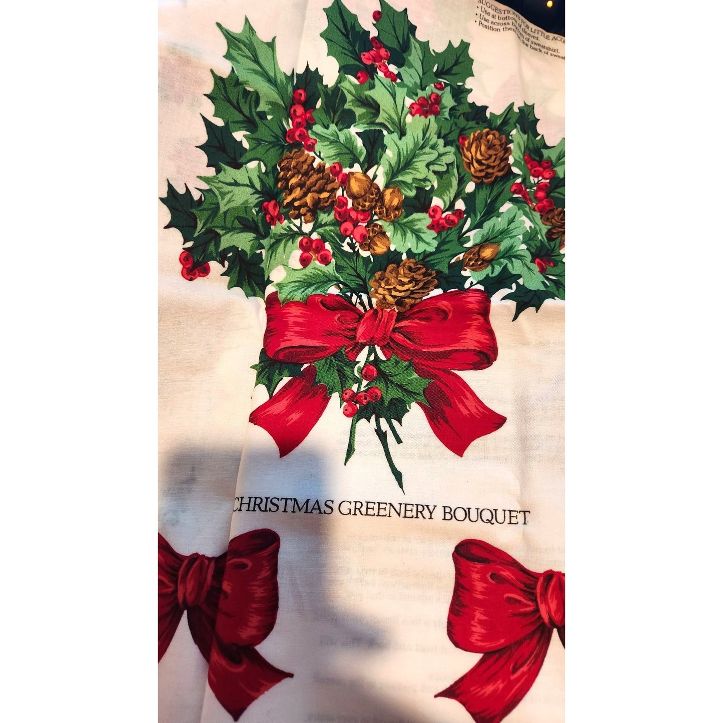 Craft Kit  Christmas Greenery Wearable Art Flowers Birds Ribbon Bows 46" x 36"