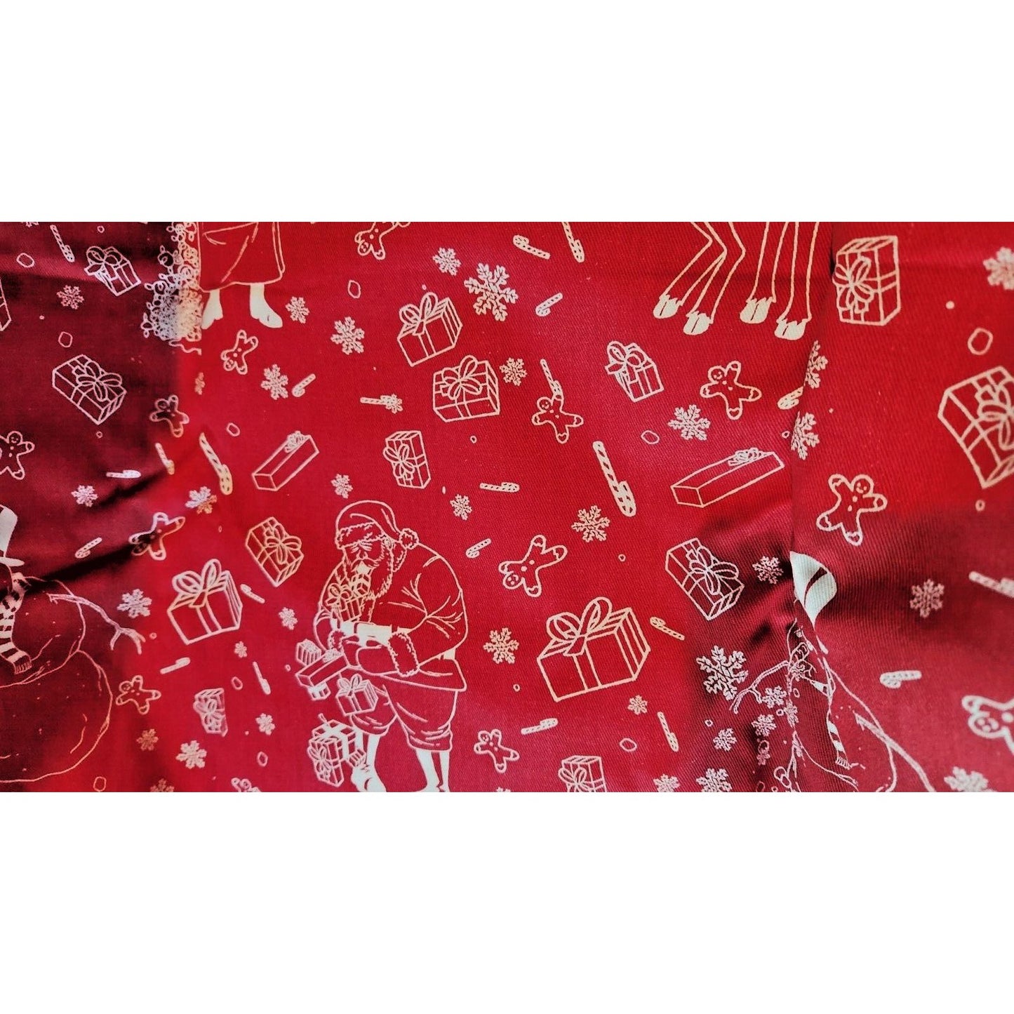 Material  Fabric Red Cotton Christmas Santa Reindeer Mrs Claus Snowmen Expelling