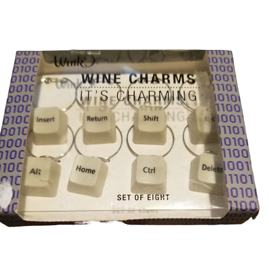 Wink Wine Charms Set of 8  Key Board Keys Design