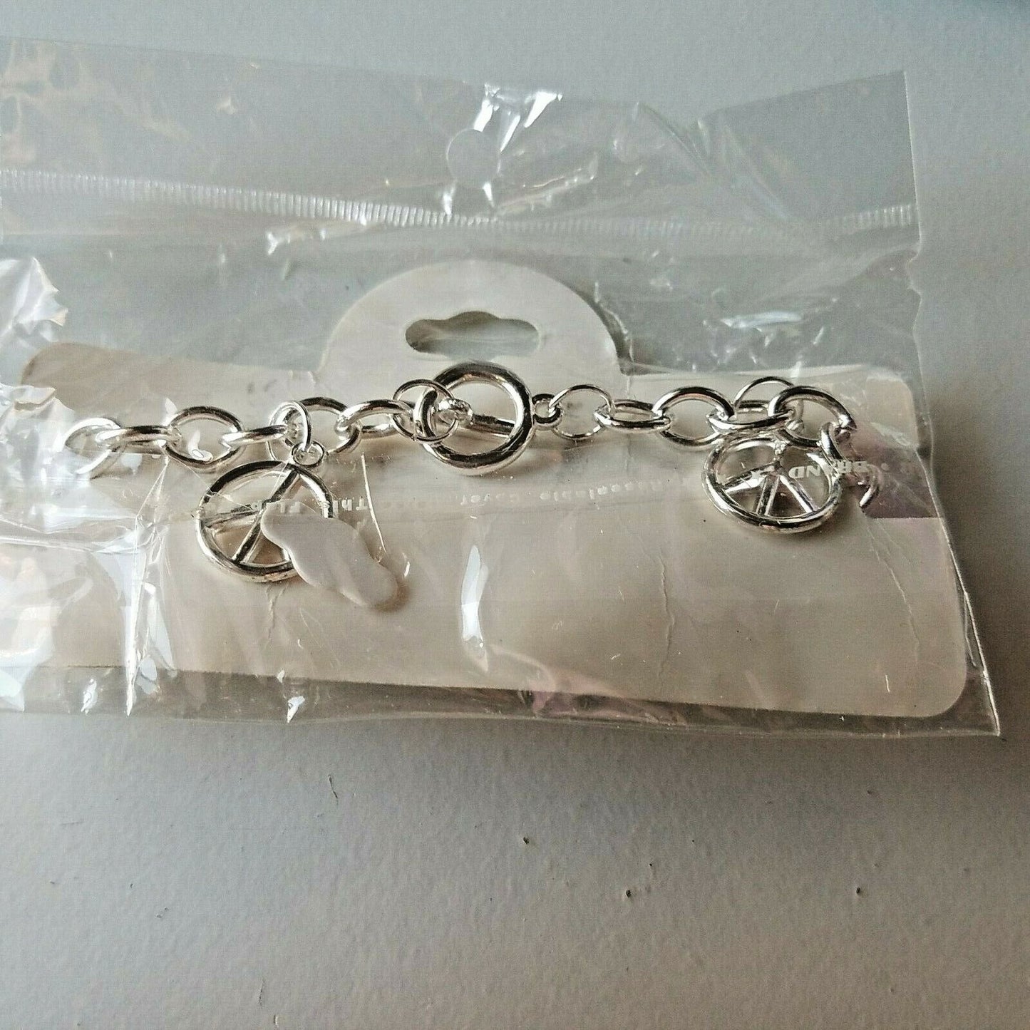 Jewelry Charm Bracelet Hearts Peace Signs Silver Fashion 8"