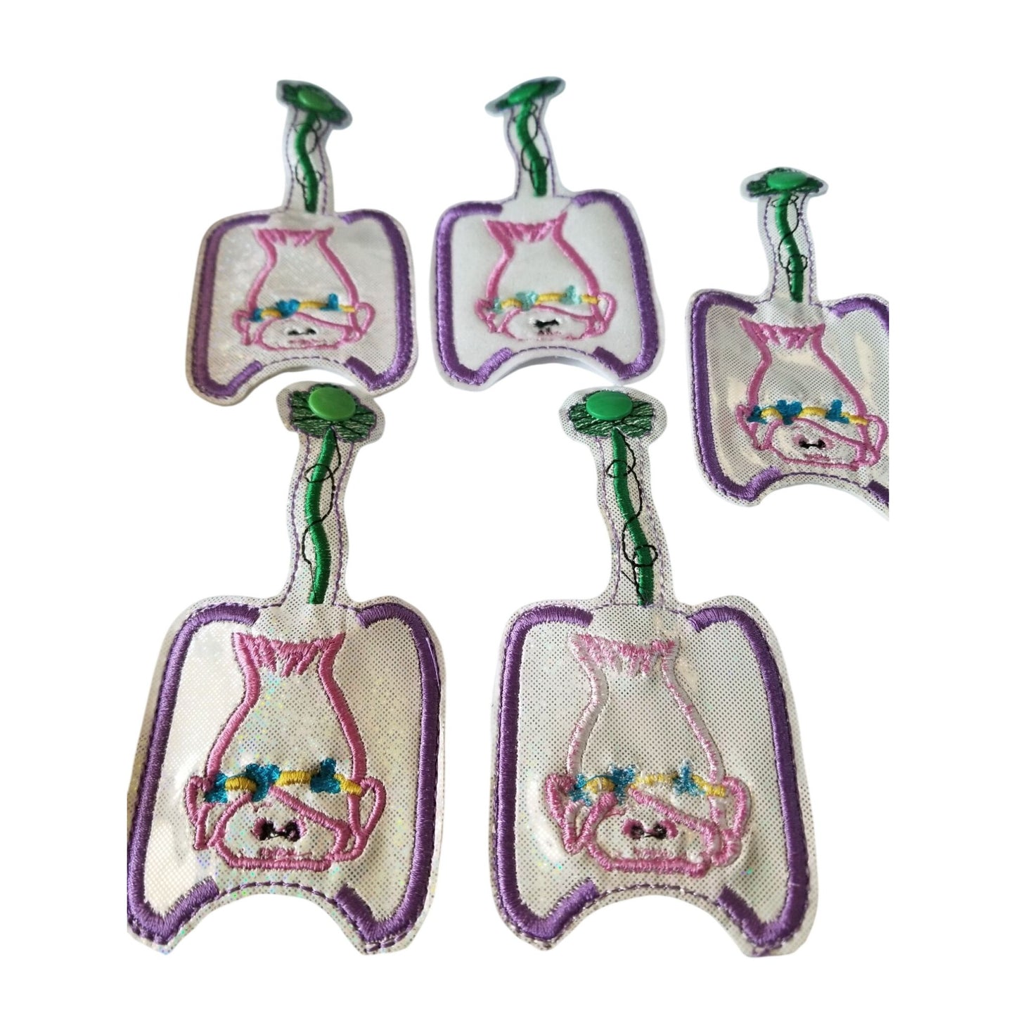 Bath & Body Works 1 oz Hand Sanitizer Set of 5 Trolls Embroidered Faux Leather Holder