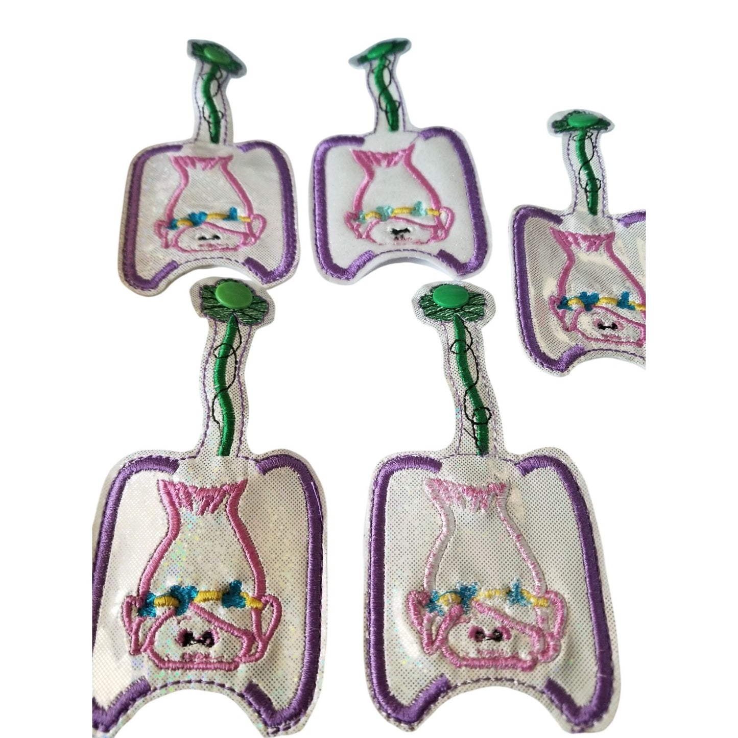 Bath & Body Works 1 oz Hand Sanitizer Set of 5 Trolls Embroidered Faux Leather Holder