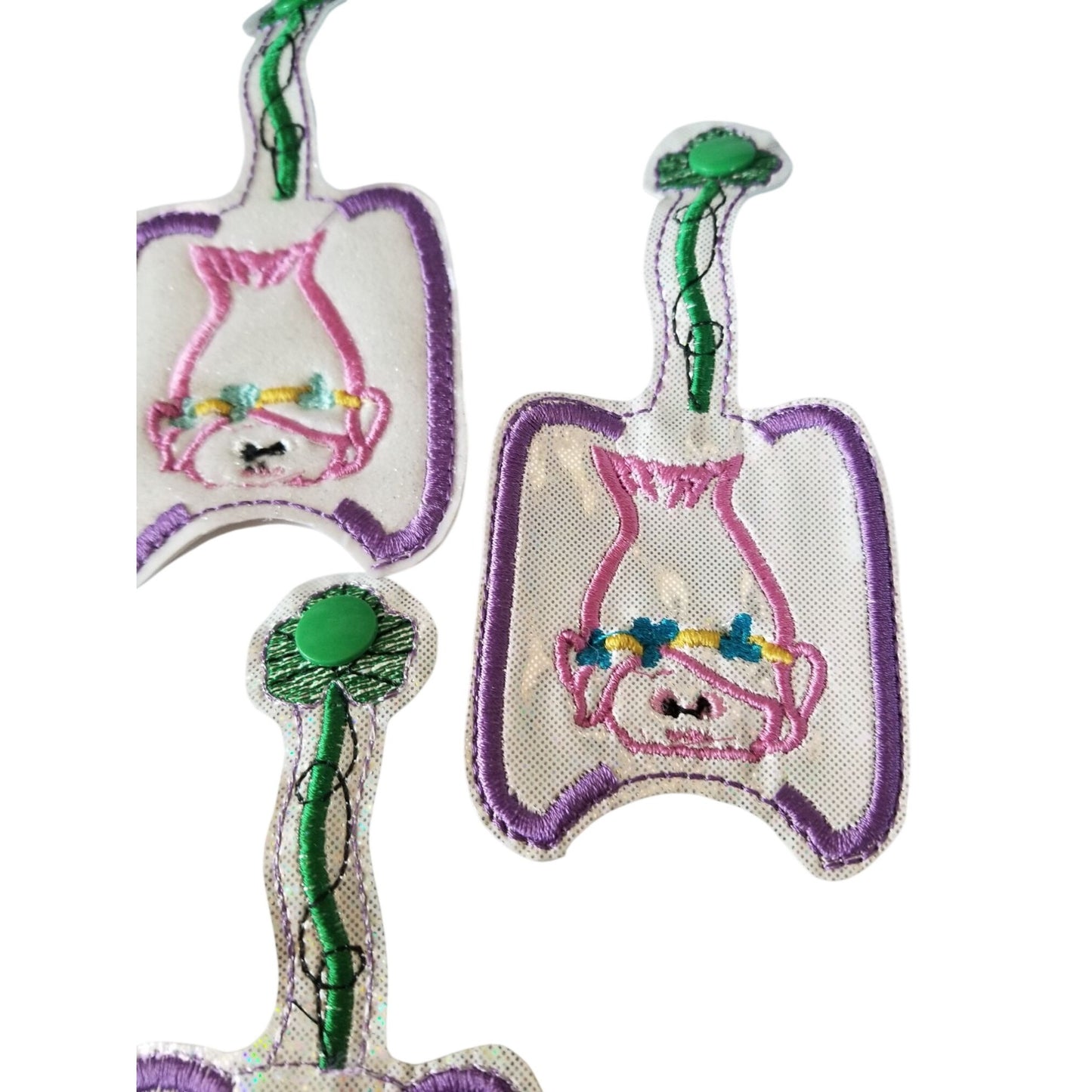 Bath & Body Works 1 oz Hand Sanitizer Set of 5 Trolls Embroidered Faux Leather Holder