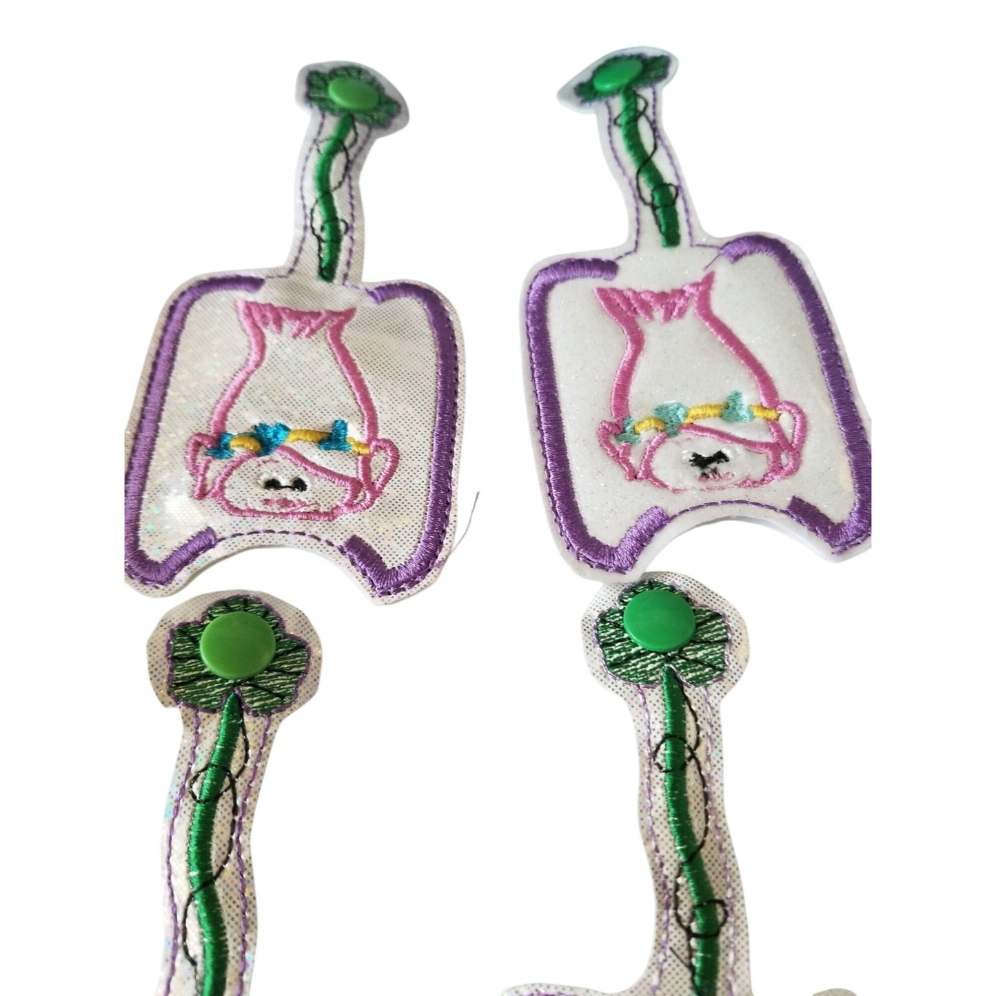 Bath & Body Works 1 oz Hand Sanitizer Set of 5 Trolls Embroidered Faux Leather Holder