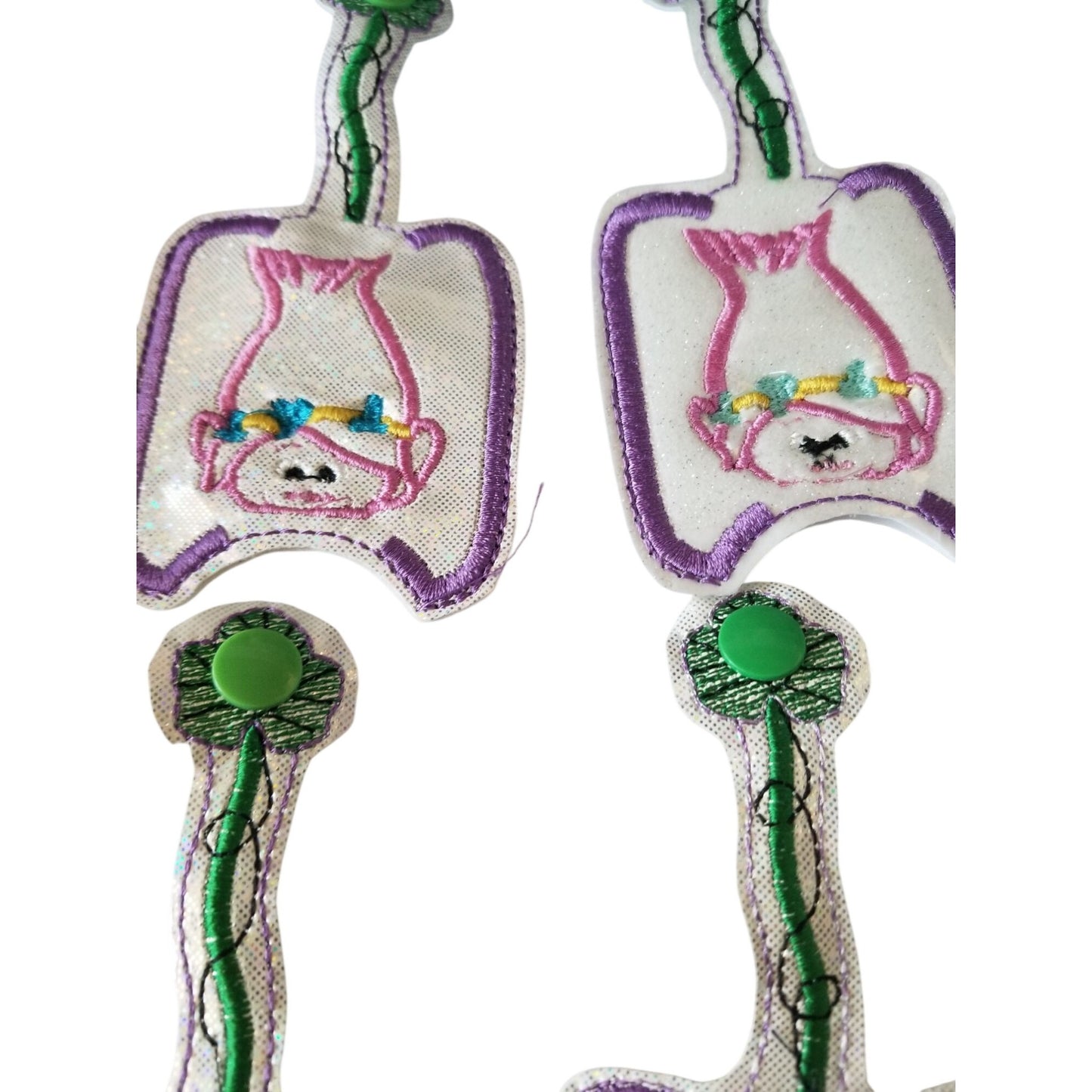 Bath & Body Works 1 oz Hand Sanitizer Set of 5 Trolls Embroidered Faux Leather Holder