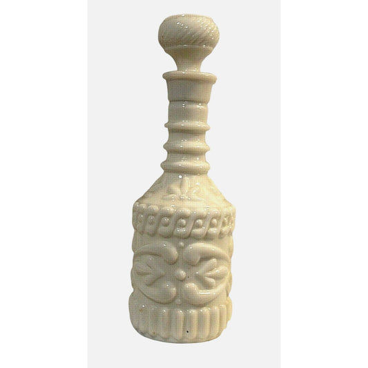 Liquor Bottle White Milk Glass with Cork Stopper 12" Tall KY DR8 230  119 3 09