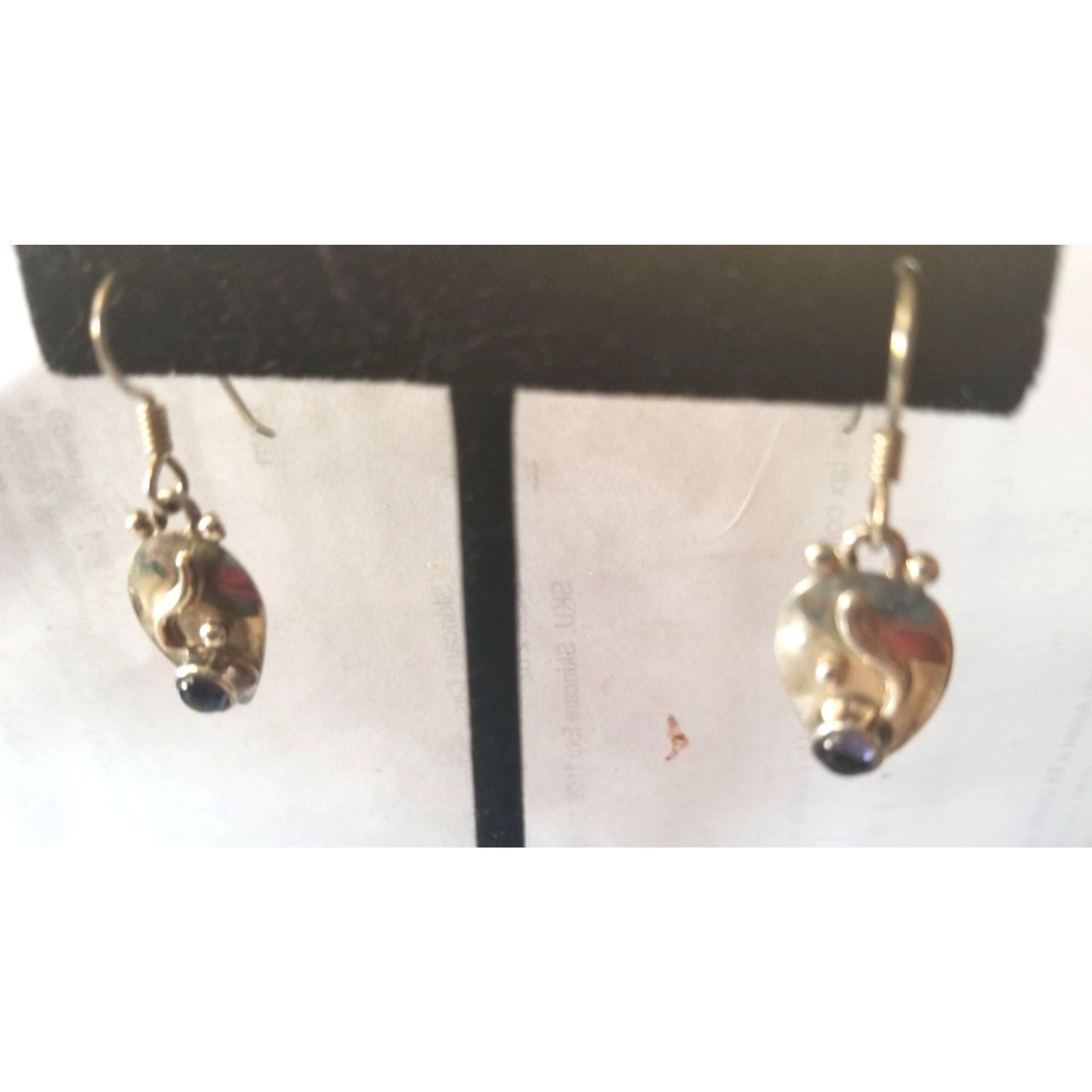 Earrings Silver Saphire Oval  3.2 Gr  16 ct  2 cm  x 2 cm  Oval  0.5 cm Silver Blue